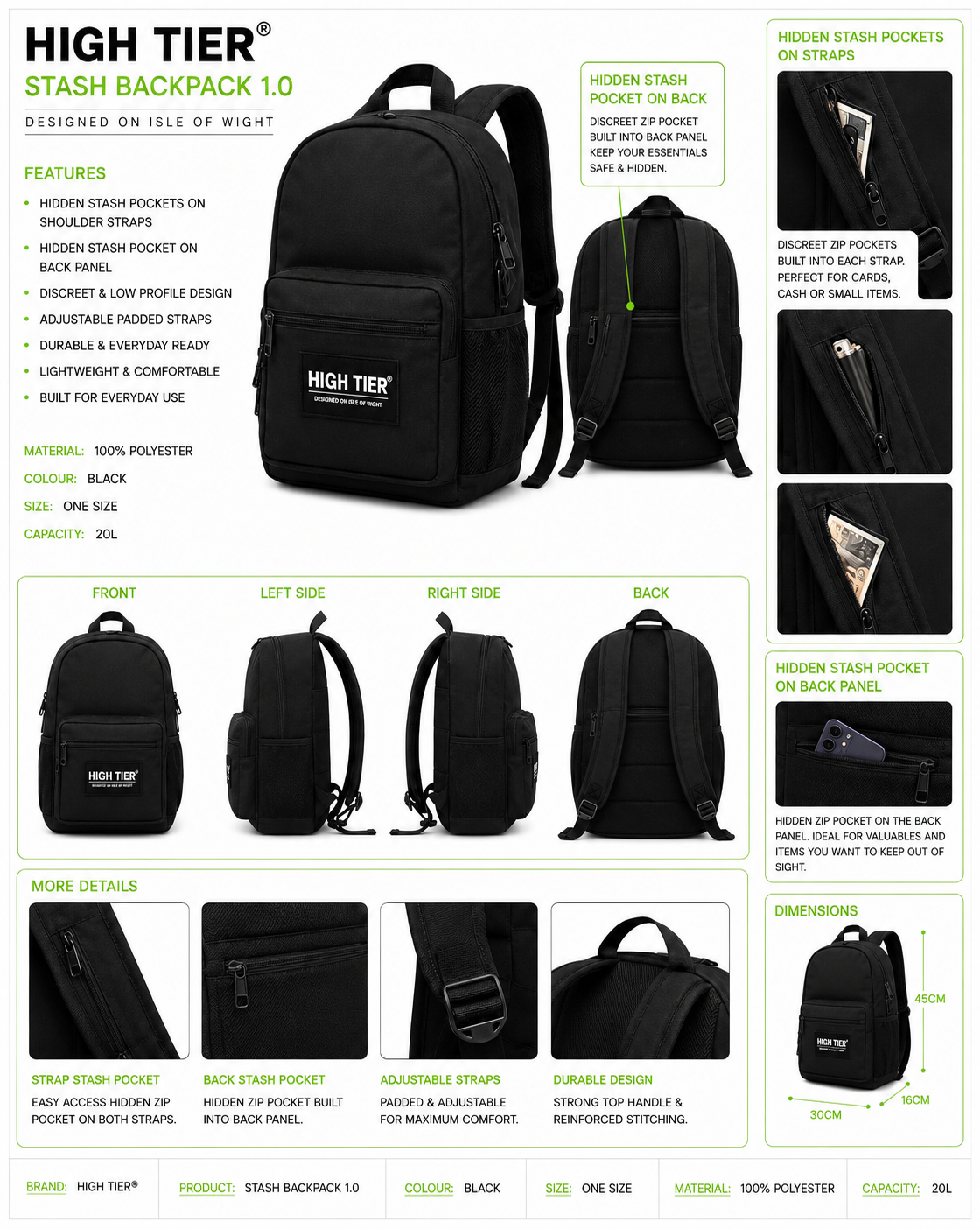 Stash Backpack 1.0 technical flat