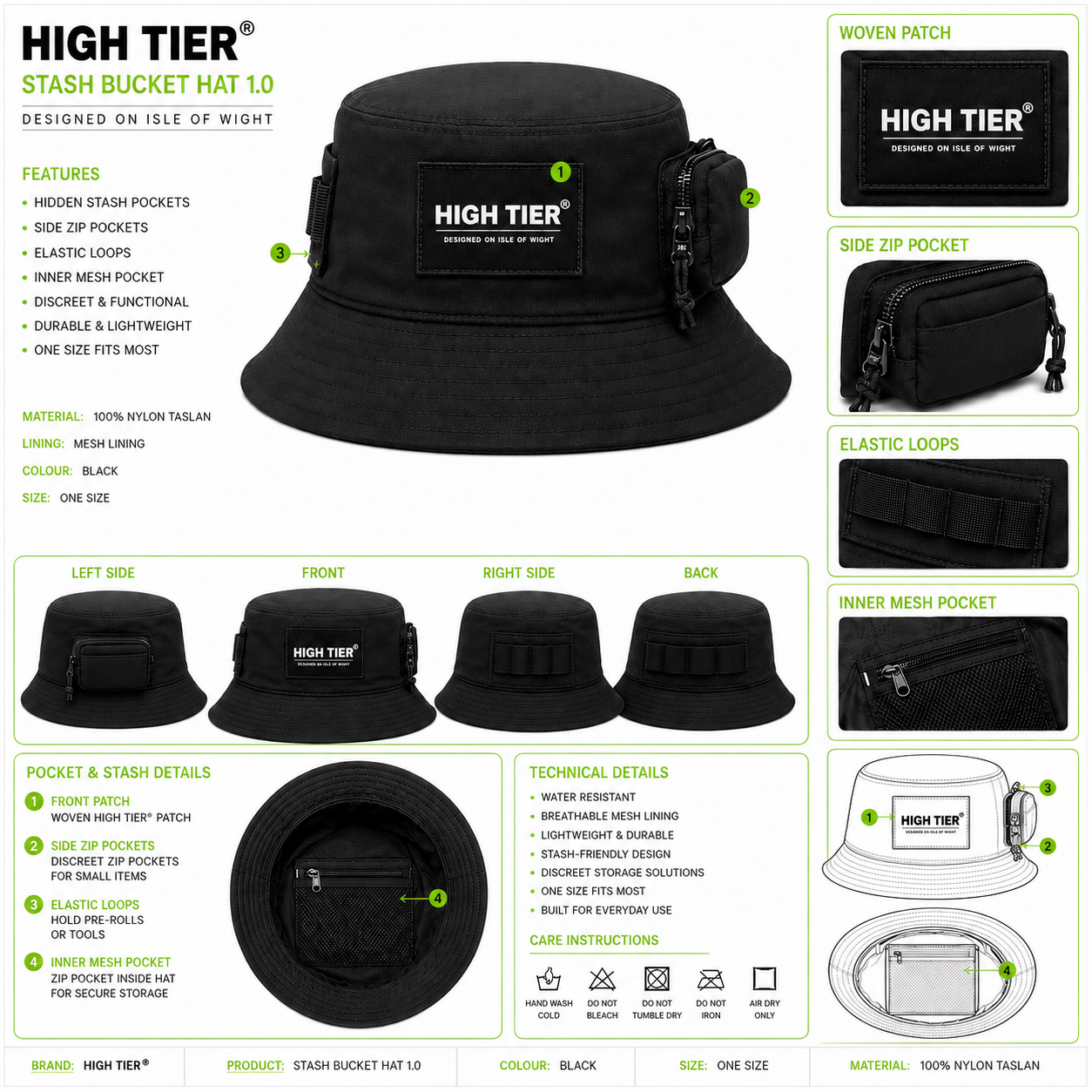 Stash Bucket Hat 1.0 technical flat