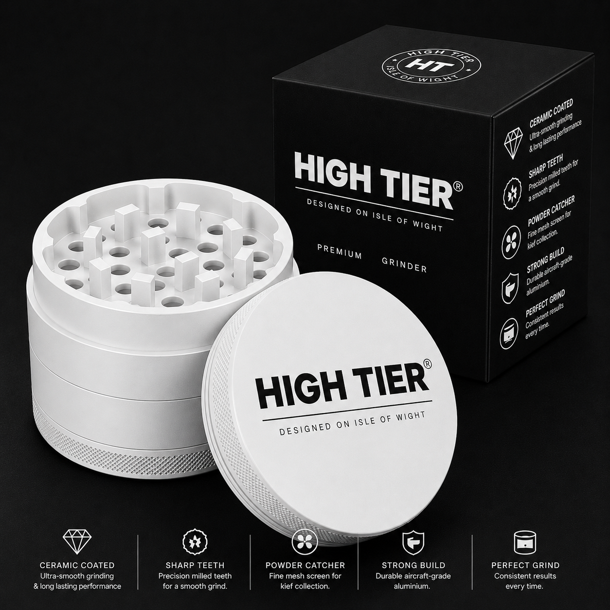 Ceramic 4 Piece Grinder — white