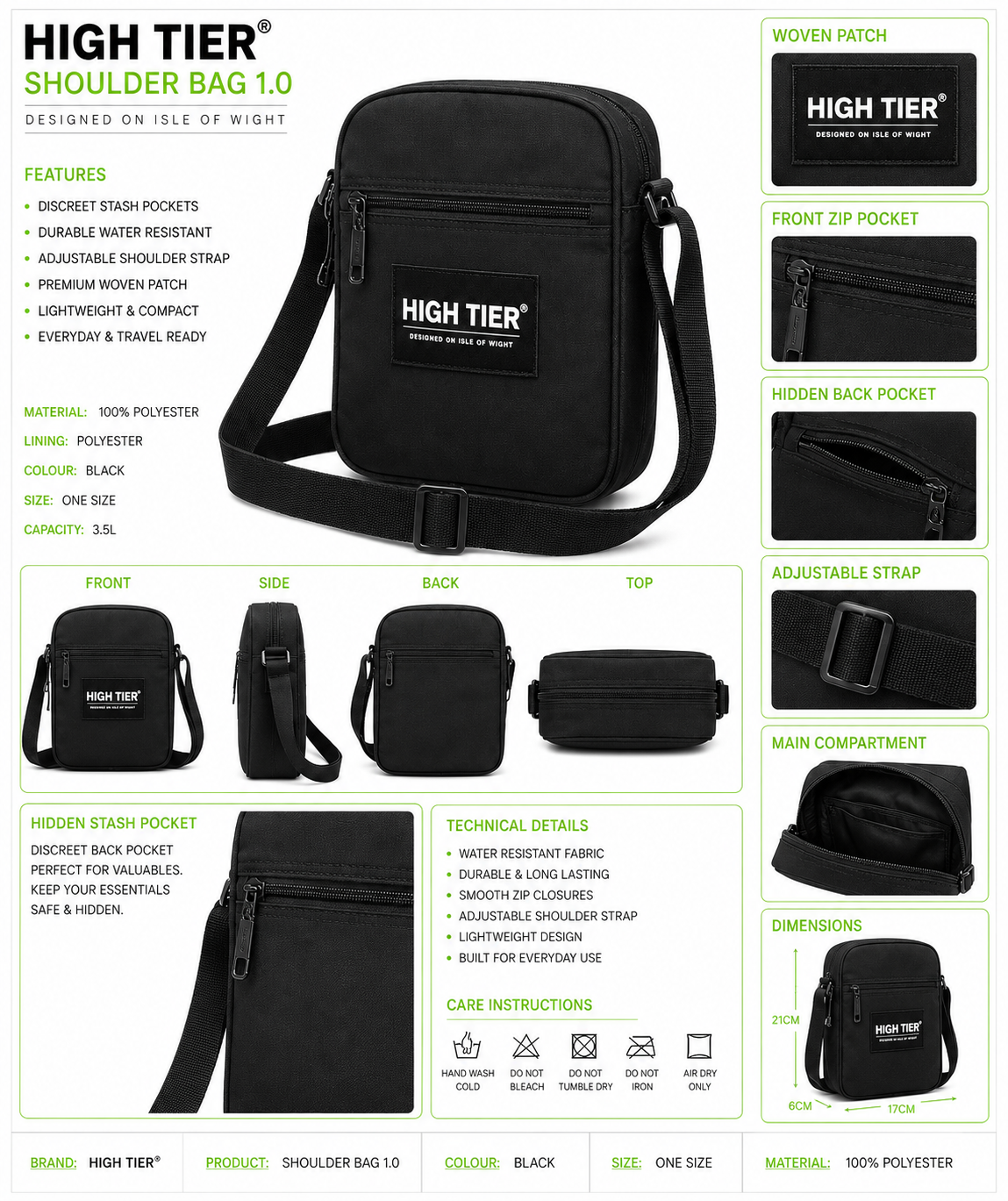 HIGH TIER® Stash Shoulder Bag 1.0 — tech pack