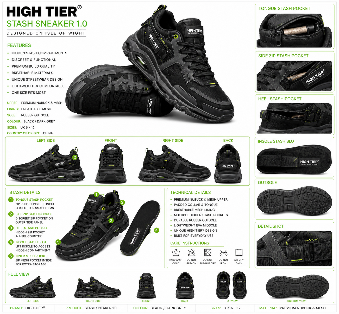 HIGH TIER® Stash Trainer 1.0 — tech pack