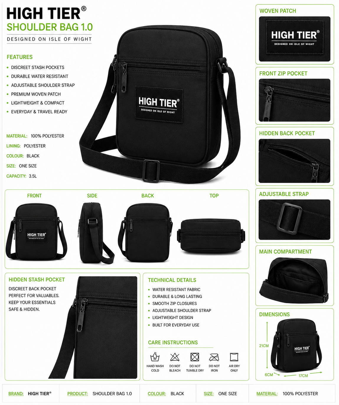 Stash Shoulder Bag 1.0 technical flat